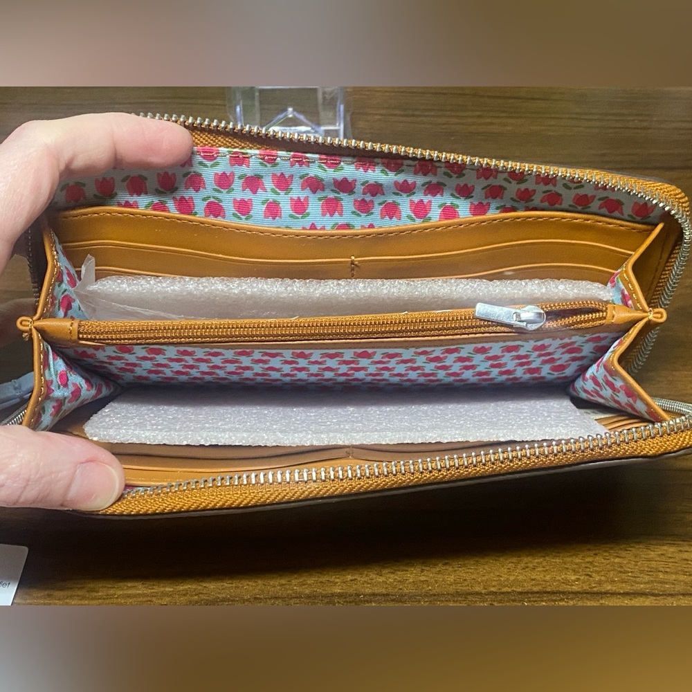 Vera Bradley Essential Continental Blue Bow Vegan Pebbled Leather Wallet - Picture 6 of 8